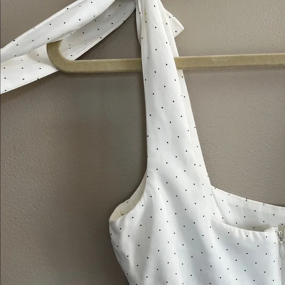 Alexis Lincoln Bow Jumpsuit in white with Polka Dot print Size medium